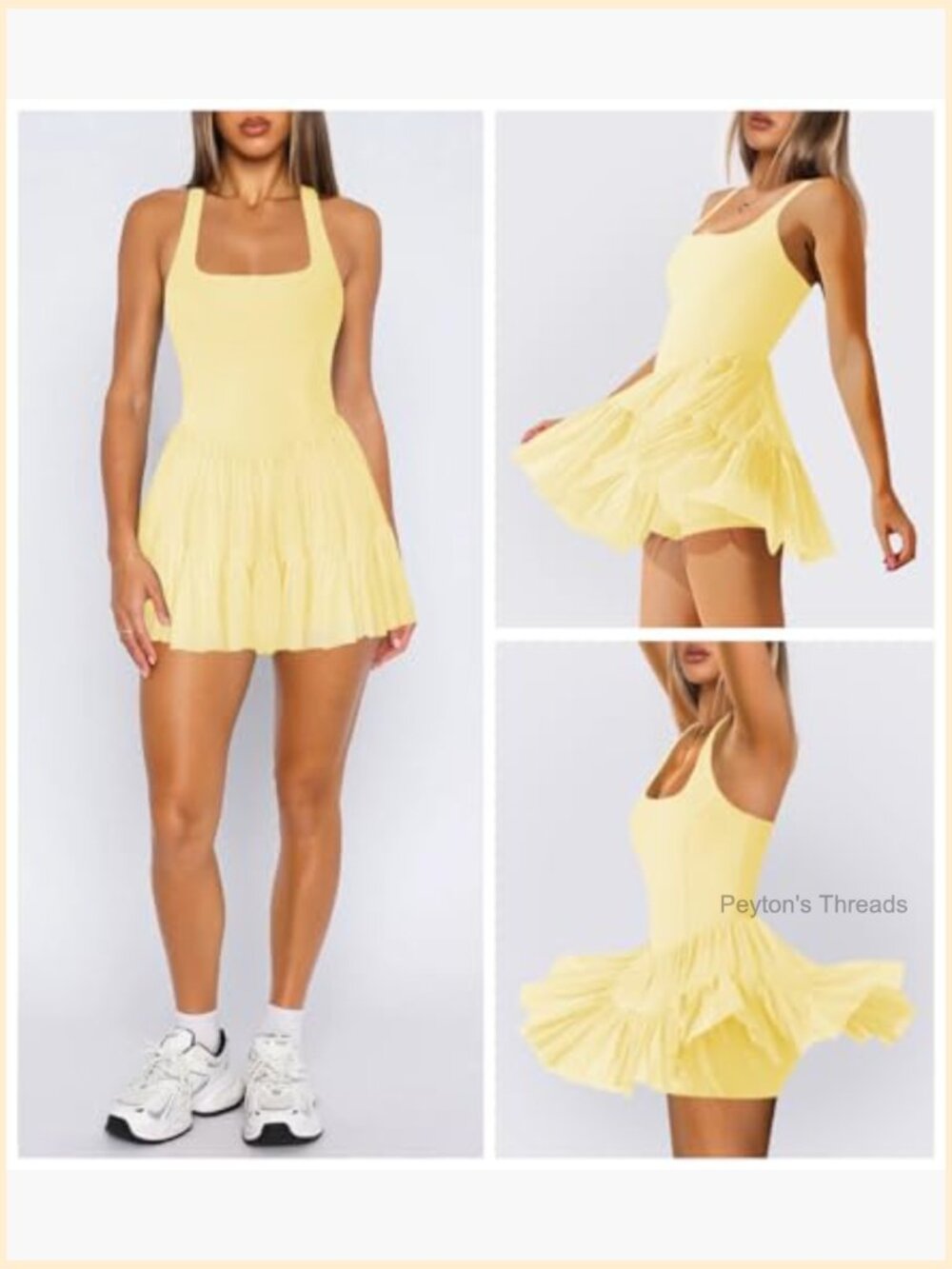 Women's Tennis Flowy Pleated Ruffle Athletic Dress Halter Neck Sleeveless Mini - Picture 3 of 6
